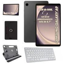 Tablet Galaxy Tab A9 Com Chip 4G 8.7 128Gb 8Gb Ram Com Teclado Bluetooth Branco e Capa Giratória