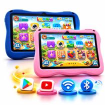 Tablet Infantil 7 Polegadas 4GB 64GB Android 13 WiFi Vídeos Jogos Capa Silicone