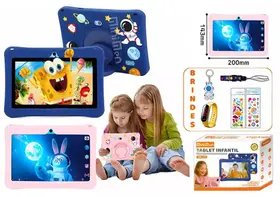 Tablet Infantil 7 Polegadas Educativo com Capa Protetora em Silicone 4GB RAM Android 13.0