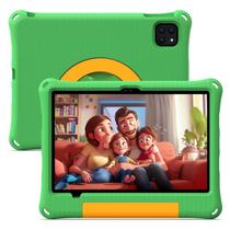 Tablet infantil CALLSKY-NOTE Android 14 de 11 polegadas e 128 GB com capa verde