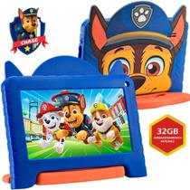 Tablet Infantil Patrulha Canina Chase Multilaser NB376 Azul 32GB Para Criança Vídeos Youtube Netflix