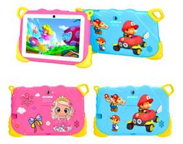 Tablet Infantil Rosa Kids Criança Mario Smart 7 polegadas RAM 4GB 64 GB Com Wifi Bluetooth 4G 5G Menina Youtube Playstore Sistema Android Lançamento