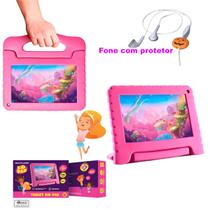 Tablet kid pad Infantil 32GB Capa Emborrachada Rosa + Fone com Protetor