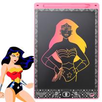 Tablet LED LCD lousa mágica mulher maravilha rosa + Caneta menina educativa qualidade premium - Orizom