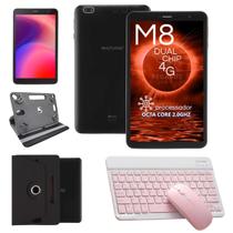 Tablet M8 4G Dual Chip 8" 32GB 2GB + Kit Teclado Bluetooth e Mouse Rosa