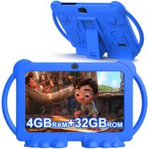 Tablet RUIQIAI 2025 Kids Android 12 7 polegadas 4 GB+32 GB com capa azul