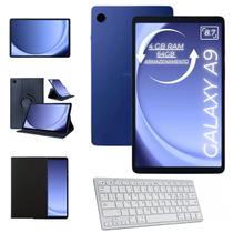 Tablet Samsung A9 64GB 4GB 4G Azul Navy Com Teclado Bluetooth Branco e Capa Giratória