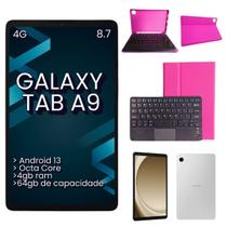 Tablet Samsung A9 Prata 4G 64GB Capa Rosa Keyboard Bluetooth