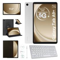 Tablet Samsung Galaxy Tab A9 Plus 128GB 8GB Chip 5g Com Teclado Bluetooth Branco e Capa Giratória Para Estudo e Trabalho X216