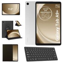 Tablet Samsung Galaxy Tab A9 Plus Chip 5G 64GB 4GB Com Teclado Bluetooth Preto e Capa Giratória Para Estudar ou Trabalhar X216