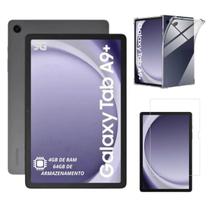 Tablet Samsung Galaxy Tab A9 Plus Com Chip 5G 64GB 4GB 11 Polegadas Com Capa De Silicone Transparente E Pelicula Modelo X216B Grafite