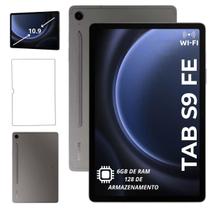 Tablet Samsung Galaxy Tab S9 FE Wifi 128GB 6GB RAM Cinza Tela 10.9 Polegadas Com Película de Proteção e Caneta S Pen