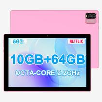 Tablet YQSAVIOR Android 13 10 polegadas 10 GB RAM 64 GB ROM rosa