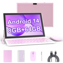 Tablet YQSAVIOR Android 14 10 polegadas 8 GB RAM 64 GB ROM rosa