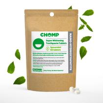 Tabletes de pasta de dente CHOMP Super Whitening Sabor Menta 60 unidades Tabletes de pasta de dente CHOMP Super Whitening Sabor Menta 60 unidades