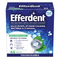 Tabletes Efferdent para Limpeza de Dentaduras Sabor Menta Fresca 44 Unidades