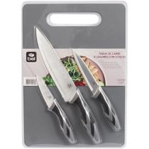 Táboa de Corte com 3 Facas BEL Utensílio Doméstico Resistente Táboa de Corte com 3 Facas BEL Utensílio Doméstico Resistente