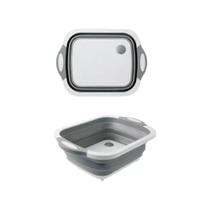 Tábua 3em1 Silicone Retrátil Bacia Escorredor Corte Multiuso