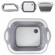 Tábua Bacia Multifuncional Retrátil de Silicone, Tábua de Corte, Bacia, Escorredor e Cesto para Frutas, Segura para Sua Cozinha