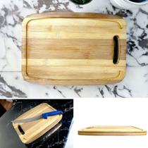 Tábua Bambu C/Pegador De Corte Cozinha Carne Legumes Frutas