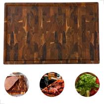 Tábua Churrasco Carne Legumes Grande Madeira Teca Carnes 58,5x38cm