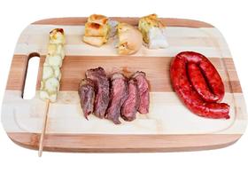 Tábua Churrasco de Madeira Bambu 34cm Multiuso Cozinha Para Corte Legumes Oval