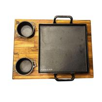 Tábua Churrasco Madeira Para Porção Com Chapa E Cumbucas