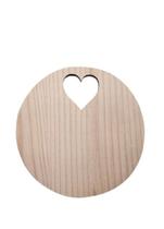 Tábua Circular em madeira com detalhe vazado de coração