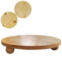 Tábua Com Pés Para Servir Pizza Frios Queijos Ø30x1,5cm Bambu