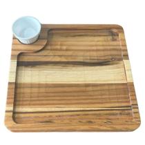 Tábua com Ramekin 30ml Petisqueira 22,5cm Teca Zanline Aperitivos Frios