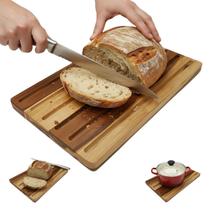 Tábua Cortar Pão Migalheira 35x21 Madeira Teca Bandeja