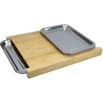 Tábua Corte 2 Gavetas Coletoras Inox Bambu 4x34x44cm Natural