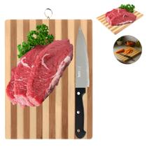 Tabua corte bambu + faca 6 polegadas