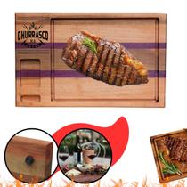 Tábua Corte Carne Churrasco Gourmet Inteligente Resistente P Rústica Nobre Profissional Madeira Marrom Roxinho Personalizada