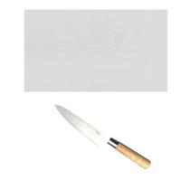 Tabua Corte LISA branca 50x30 - Polietileno - com faca Sushi - Utensilios do Chef