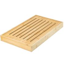 Tábua de Bambu Migalheira para Corte de Pães e Bolos Tabua com Bandeja para Migalhas Pão - OU