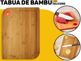 Tábua De Carne Bambu 27,8 x 19,5Cm C/ Alça De Silicone Multiuso P/ Corte De Carnes Verduras Legumes E Uso Doméstico Tábua De Carne Bambu 27,8 x 19,5Cm C/ Alça De Silicone Multiuso P/ Corte De Carnes Verduras Legumes E Uso Doméstico