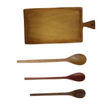 Tábua de carne colheres de pau madeira churrasco cozinha 4un Tábua de carne colheres de pau madeira churrasco cozinha 4un