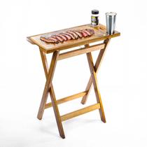 Tabua de Carne com Suporte Cavalete de Madeira Kit para churrasco