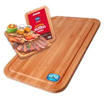 Tabua de Carne Corte Churrasco Grande Bambu Madeira 50x30 com Canaleta