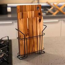 Tábua De Carne Legumes Verduras Kit Com 3 Madeira Teca Suporte Cozinha