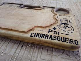 Tábua de Carne Pai Churrasqueiro Grande 50x29x3,5cm Personalizada Madeira Negra Decor