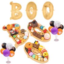 Tábua de charcutaria de Halloween Nsoyos Wooden, 3 peças com 14 balões