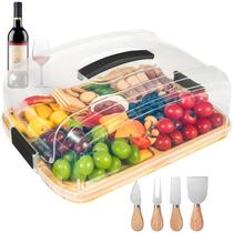 Tábua de Charcutaria Portátil FubeGi com Tampa de Bambu