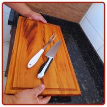 Tábua De Churrasco Carne Corte Legumes Cozinha Madeira Maciça 50cm