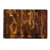 Tábua De Churrasco Carnes com Canaleta Madeira Teca Premium 44x29,5cm