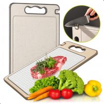 Tabua de Corte Aço Inox Com Afiador e Triturador Dupla Face