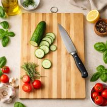 Tábua De Corte Bambu Grande 28x38cm Cozinha Servir Carne Legumes Frutas Frios Pão Petiscos