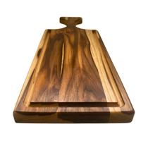 Tábua de Corte Cabo Longo 50x17 Cozinha Carne Legumes Teca