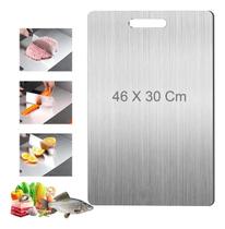 Tábua De Corte Carne Aço Inoxidável 46cm Para Cozinha Utensi Tábua De Corte Carne Aço Inoxidável 46cm Para Cozinha Utensi